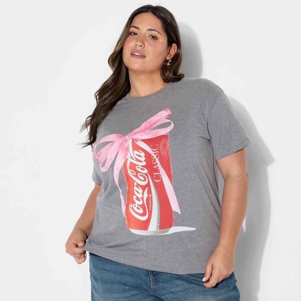 Women's Coca-Cola Bow Short Sleeve Graphic T-Shirt - Gray L